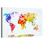 Abstract Watercolor World Map Wall Art