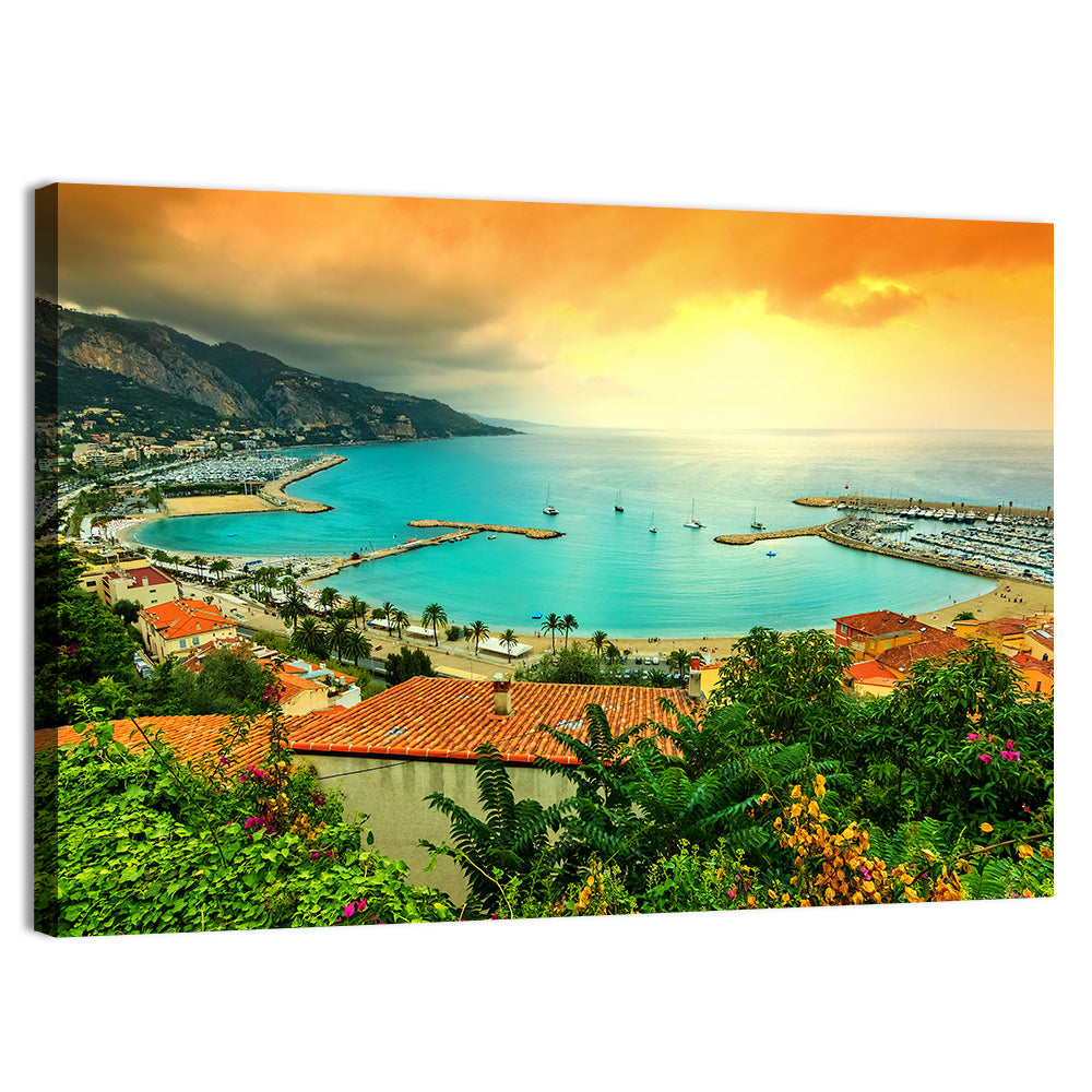 Azur Coast Golden Hour Bay Wall Art