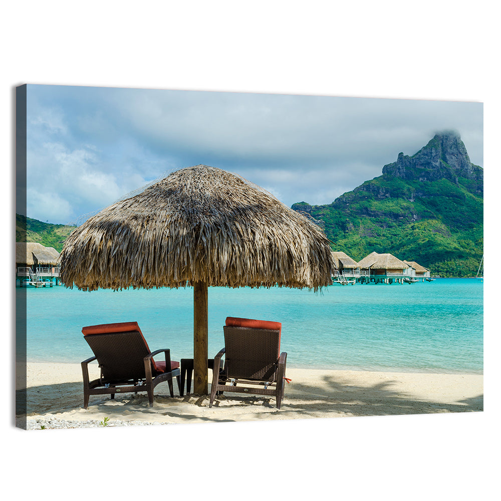 Bora Bora Lagoon with Thatched Umbrella Wall Art