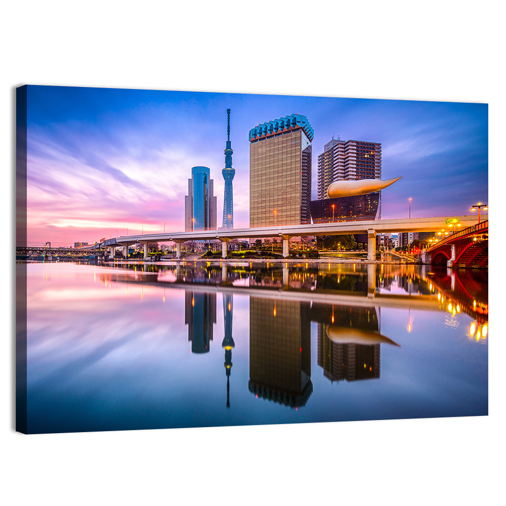 Tokyo Skyline & Sumida River At Dawn Wall Art