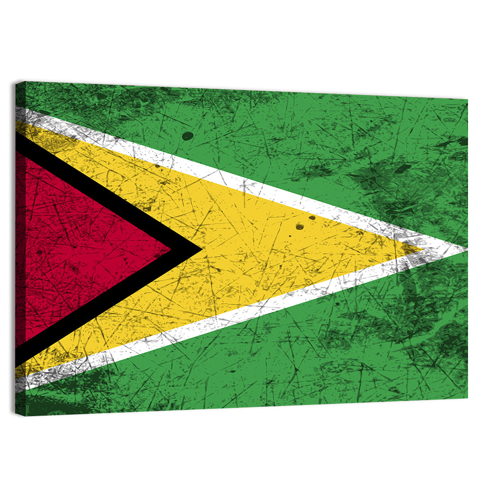 Guyana Flag Distressed Design Wall Art, canvas print, landscape
