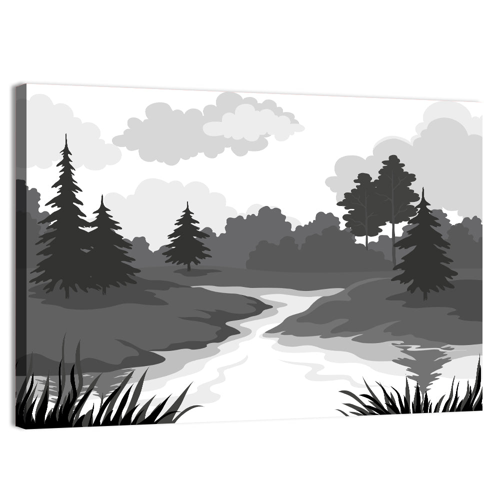 Winding River Silhouette Wall Art