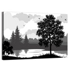 Lake Silhouette with Tree Wall Art