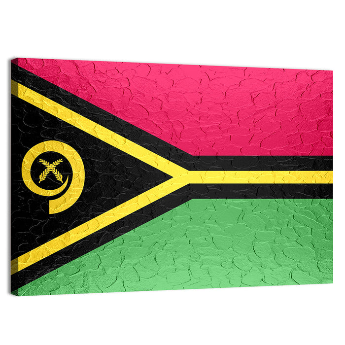 Vanuatu Flag with Boar Tusk Emblem Wall Art as a canvas print