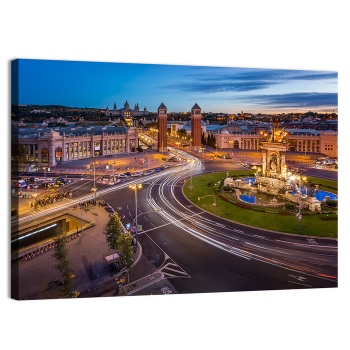 Plaça D'espanya at Night Wall Art as a canvas print