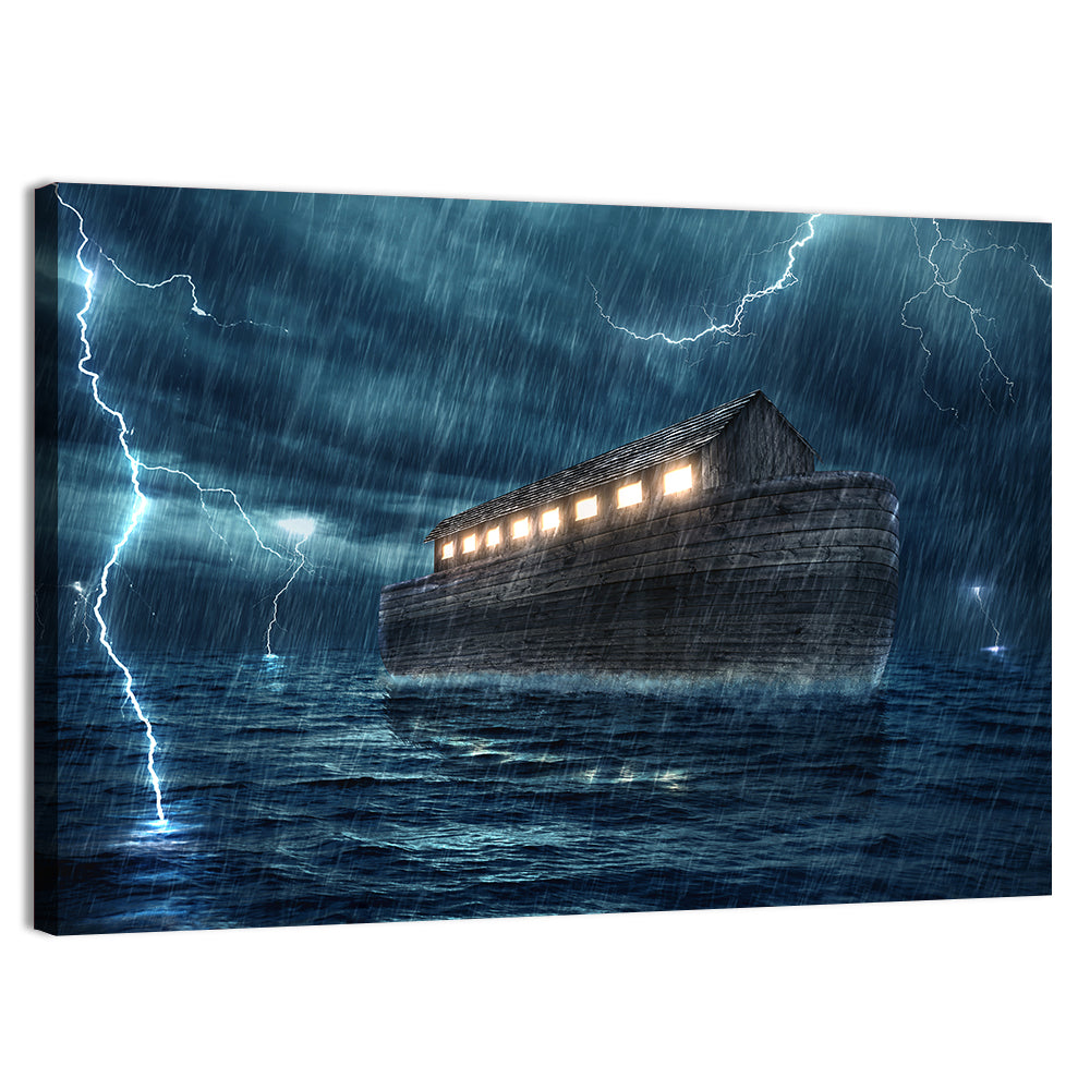 Noah's Ark in Lightning Storm Wall Art, canvas print, landscape