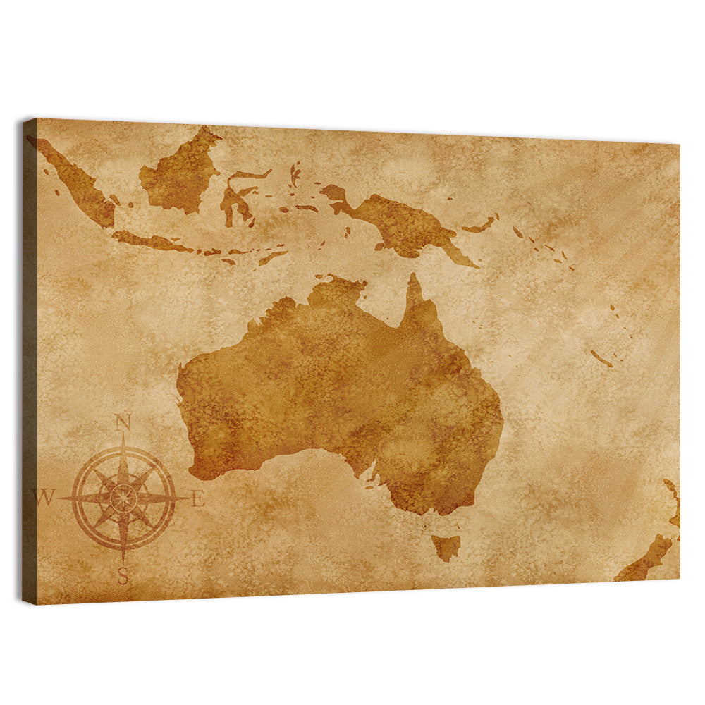 Vintage Grunge Map of Australia Wall Art, canvas print, landscape