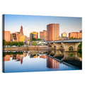 Hartford Skyline with River Reflection Wall Art
