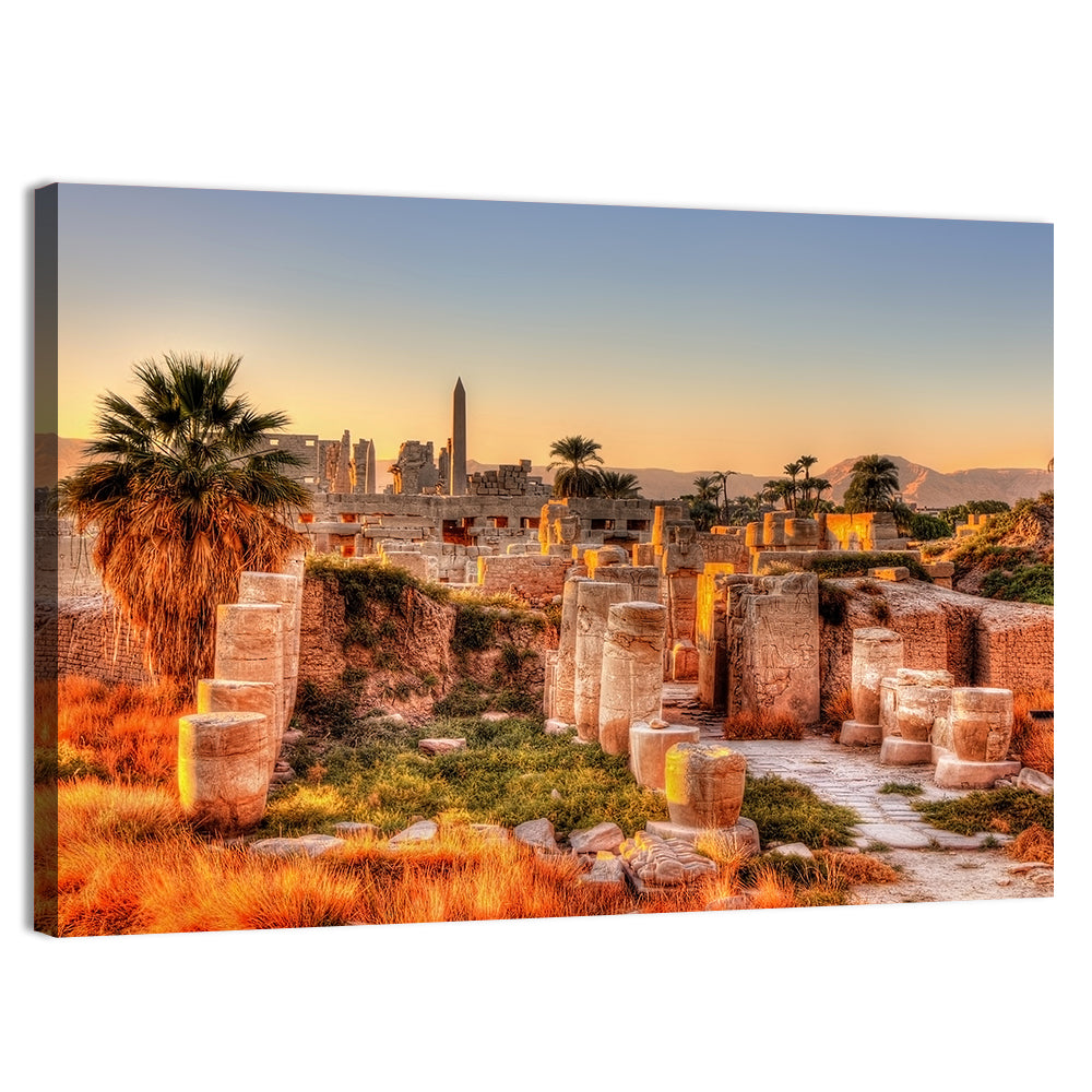 Karnak Temple at Golden Dusk Wall Art, canvas print, landscape