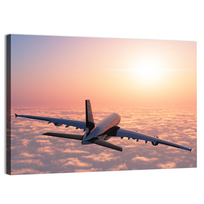 Passenger Plane Above Clouds Wall Art