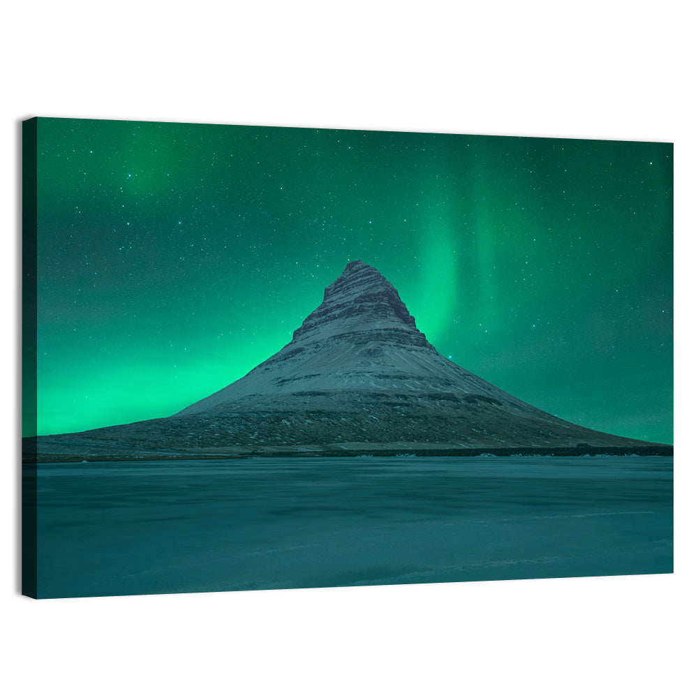 Northern Lights At Mount Kirkjufell Wall Art