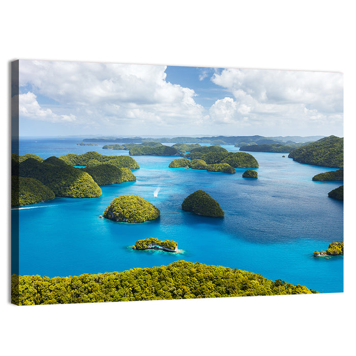 Rock Islands Aerial View Wall Art as a canvas print