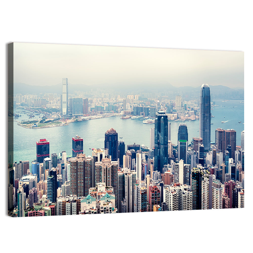 Victoria Harbour Hong Kong Skyline Wall Art, canvas print, landscape
