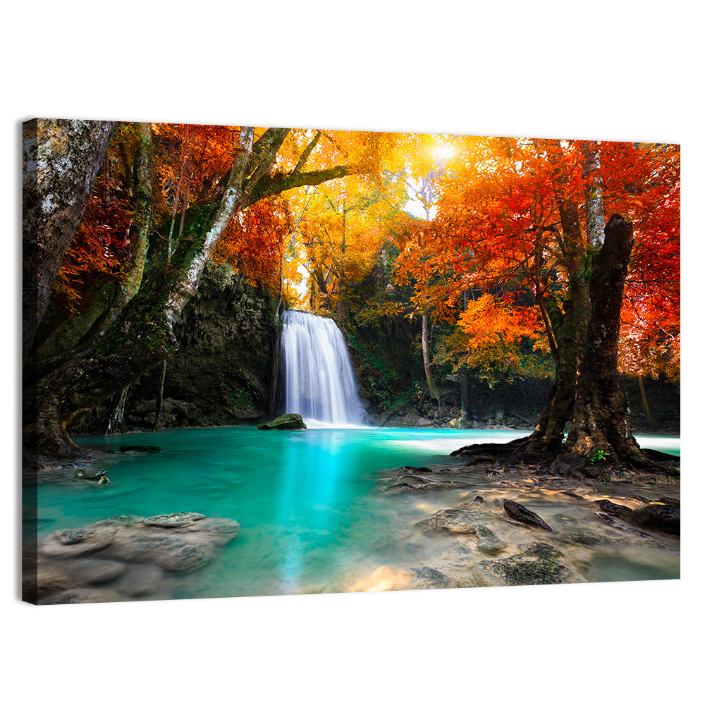 Autumn Forest Waterfall, Thailand Wall Art, canvas print, landscape