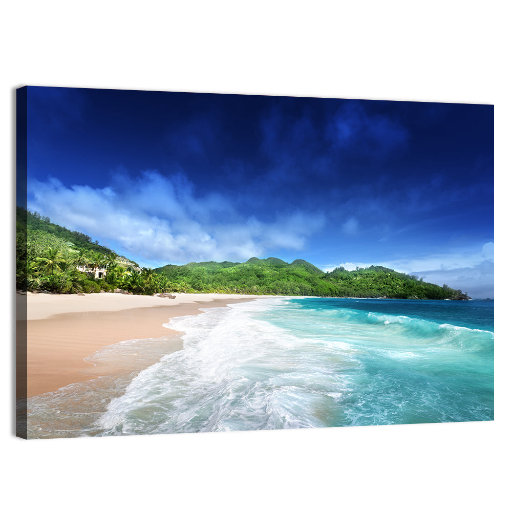 Mahe Island Beach Wall Art, canvas print, landscape