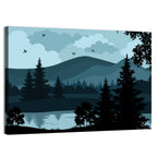 Flying Birds Over Mountain Lake Wall Art