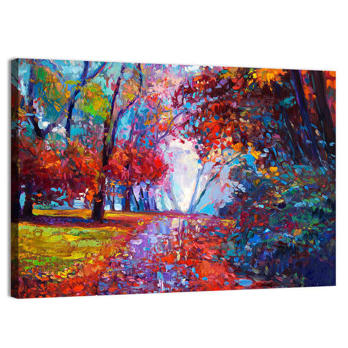 Autumn Forest Path Wall Art as a canvas print