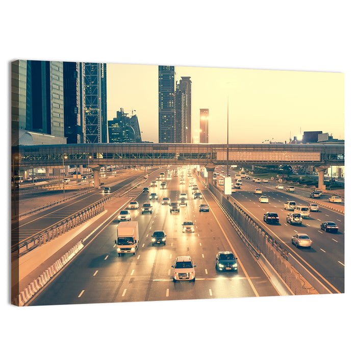 Sheikh Zayed Road Dubai Wall Art as a canvas print