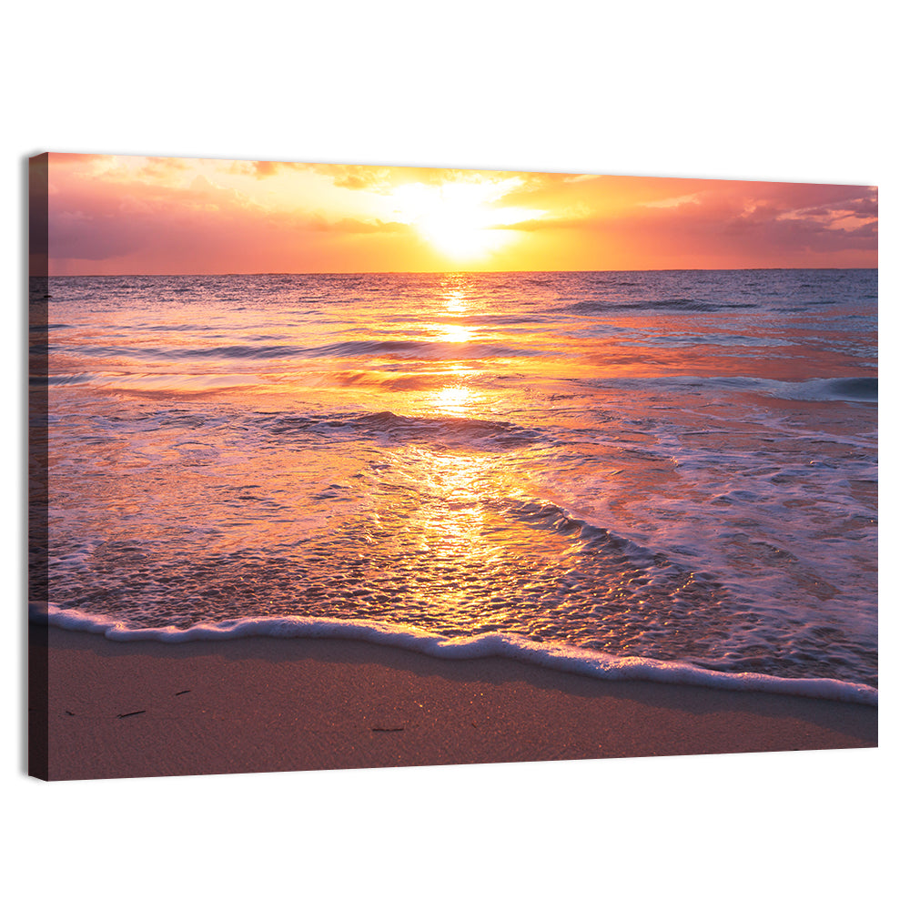 Golden Horizon Beach Sunset Wall Art, canvas print, landscape