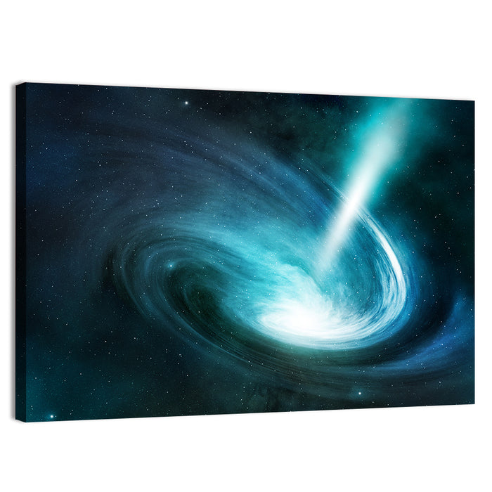 Spiral Galaxy with Radiant Jet Stream Wall Art as a canvas print