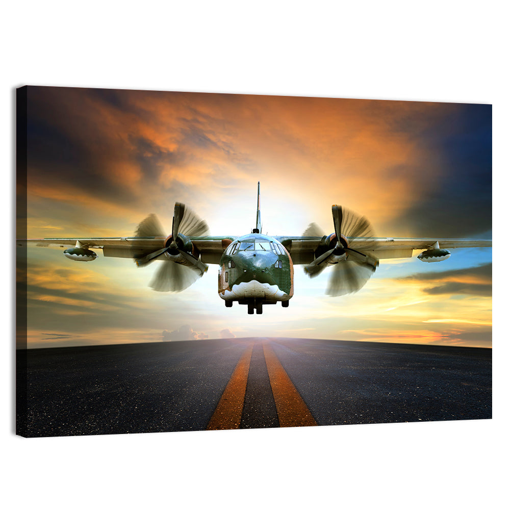 Vintage Military Transport Plane Wall Art, canvas print, landscape