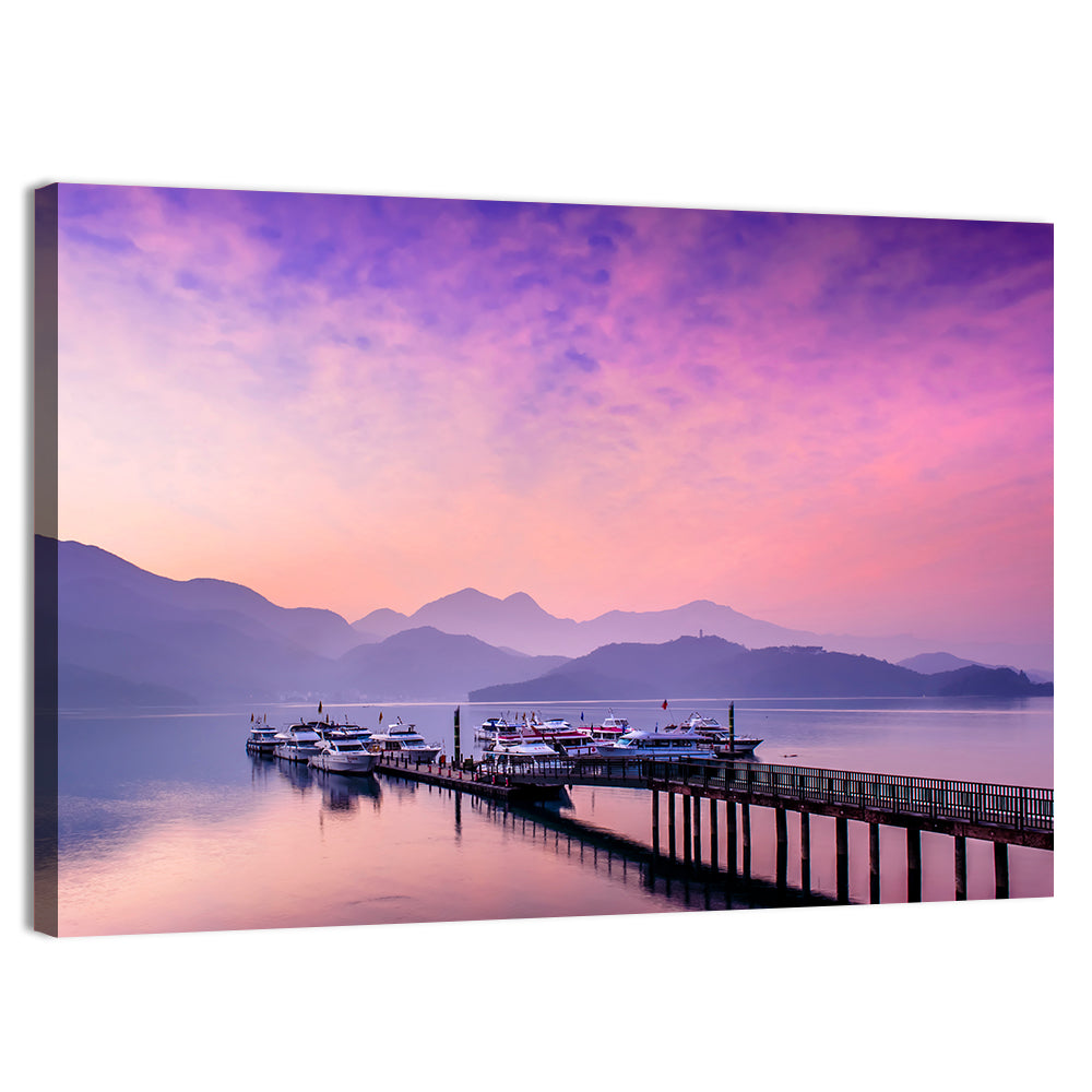 Sun Moon Lake at Dusk Wall Art, canvas print, landscape