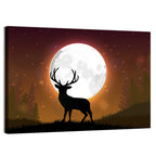 Moonlit Deer on Hill Wall Art