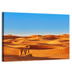 Sunlit Sahara Dunes with Camel Caravan Wall Art
