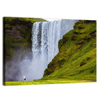 Skogafoss Waterfall with Moss Covered Cliffs Wall Art