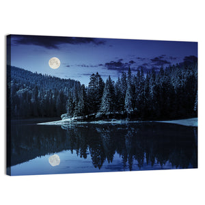 Lake Near The Pine Forest Wall Art