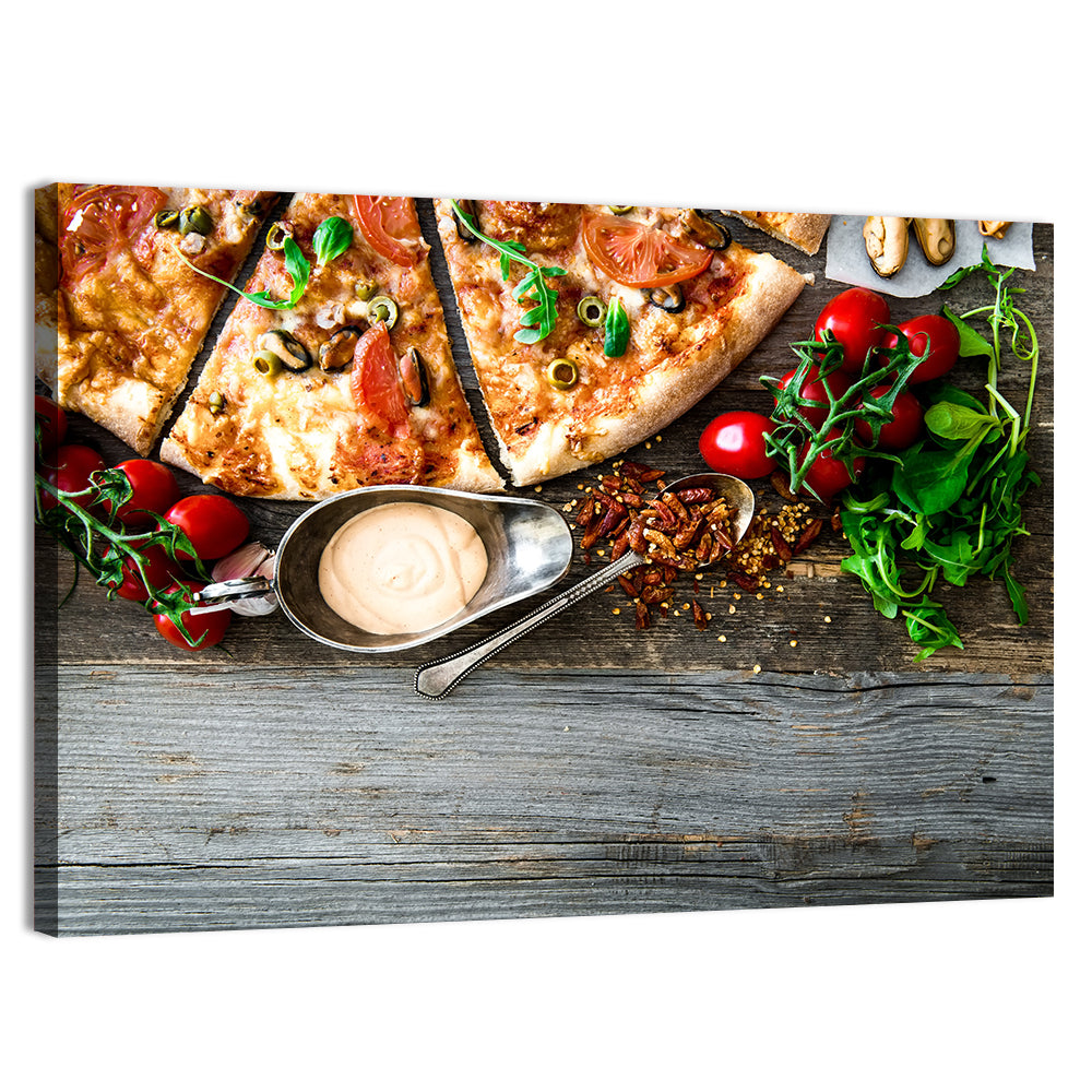 Seafood Pizza with Mussels and Tomatoes Wall Art