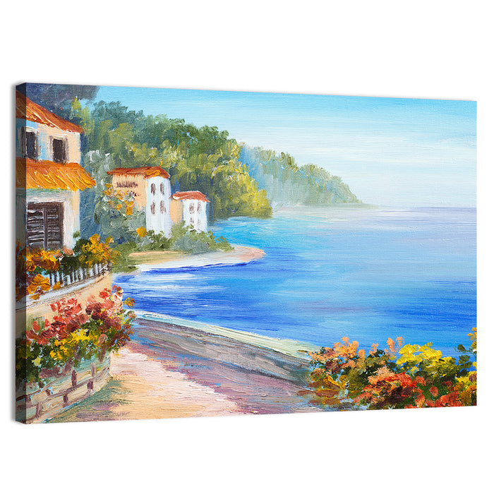 Rest Houses by the Sea Wall Art as a canvas print