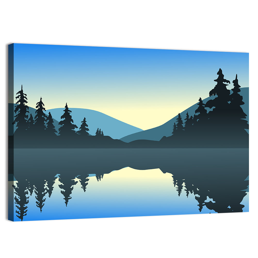 Calm Cool Lake Illustration Wall Art