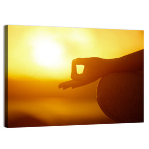 Lotus Pose On The Beach At Sunset Wall Art