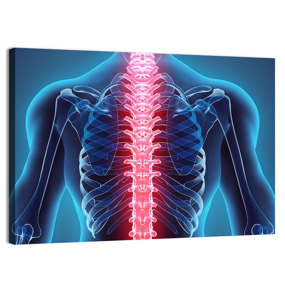 Human Spine Anatomy Illustration Wall Art, canvas print, landscape