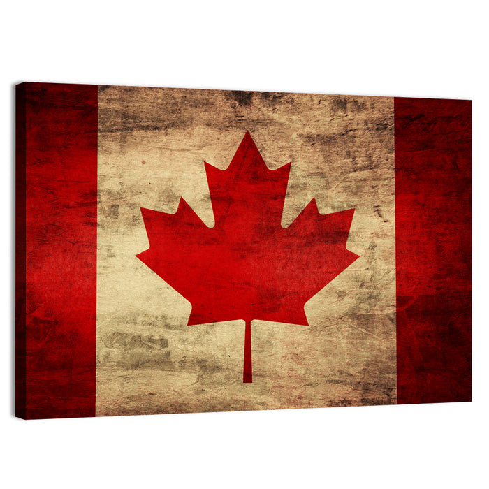 Grunge Canadian Flag Wall Art as a canvas print
