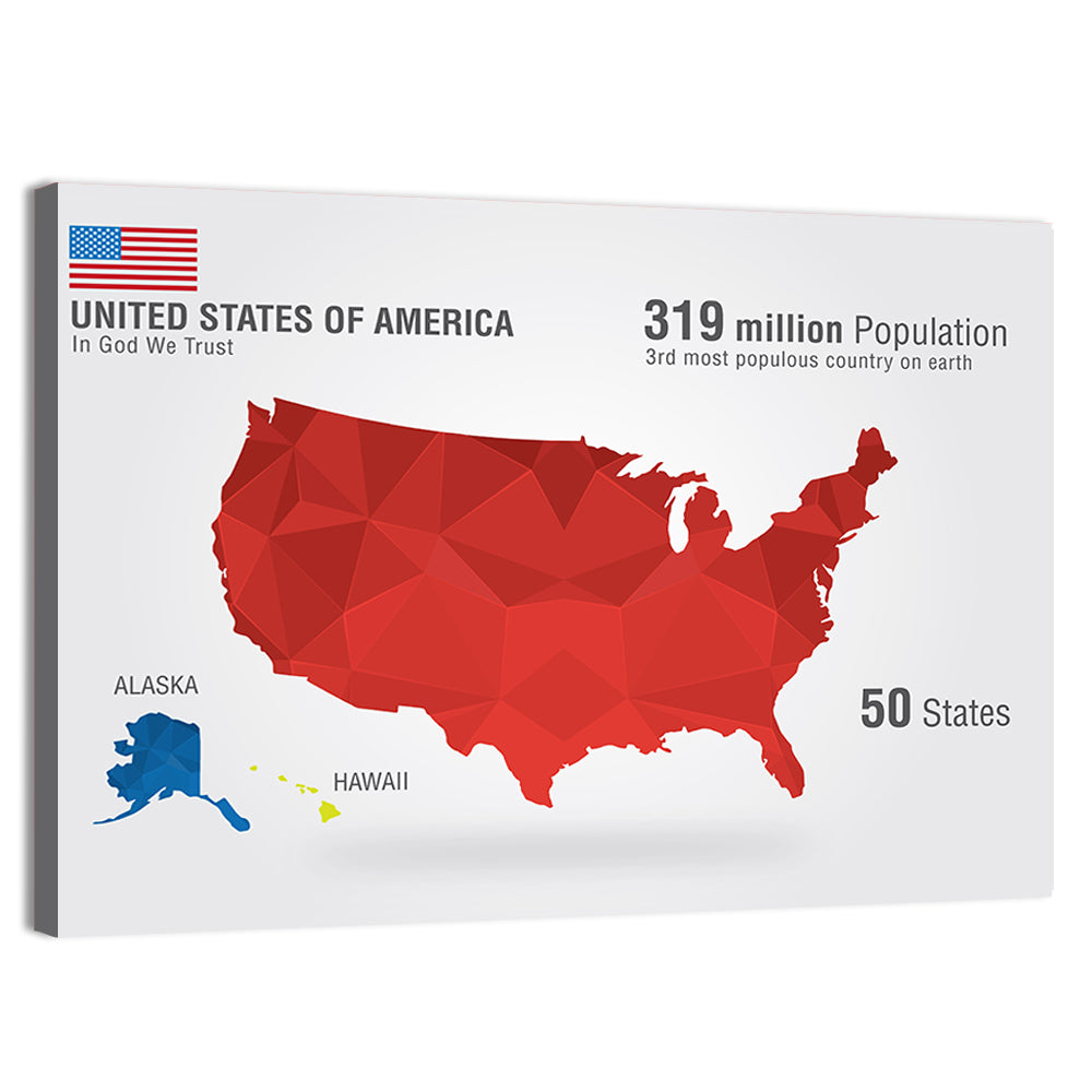 United States Geometric Map Wall Art, canvas print, landscape