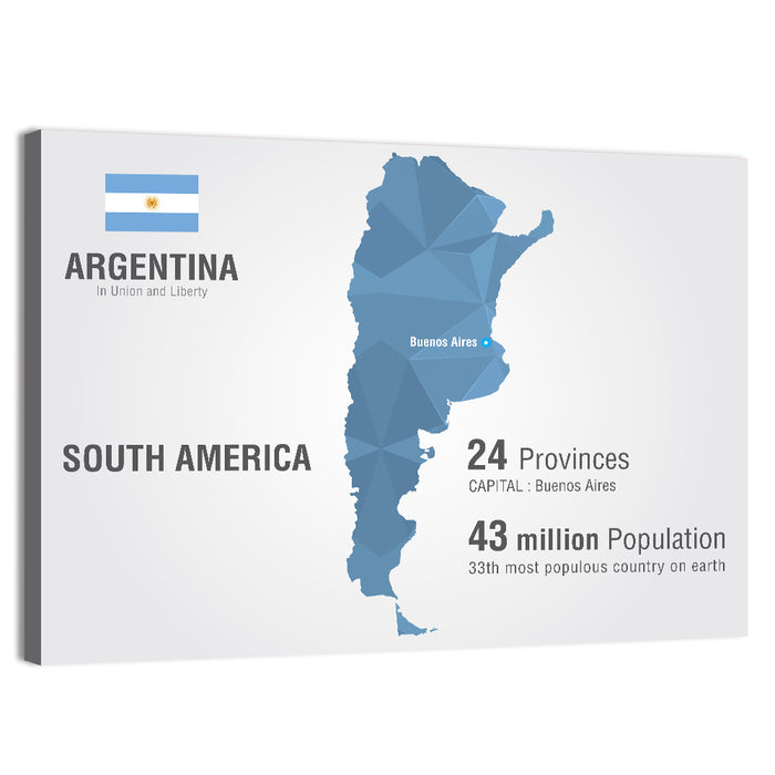 Argentina Infographic Map Wall Art as a canvas print