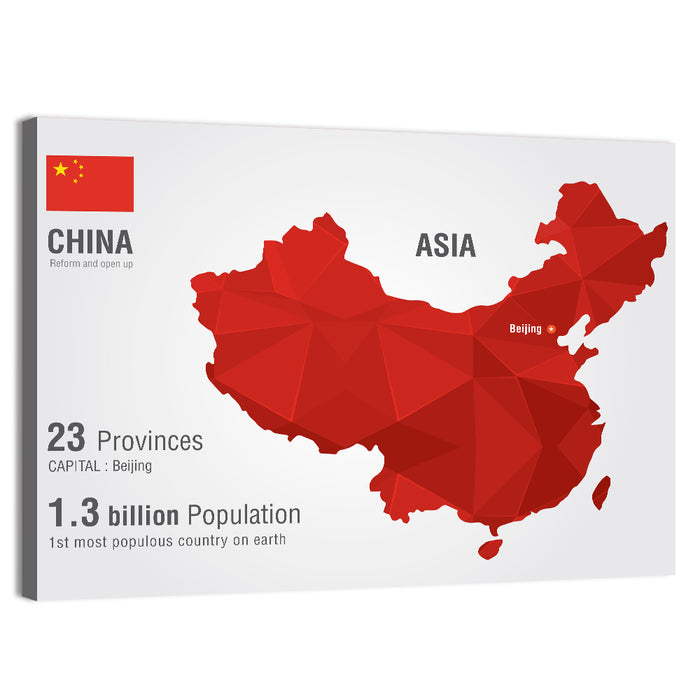 Geometric China Map Infographic Wall Art as a canvas print