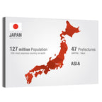 Japan Map Infographic with Tokyo Marker Wall Art