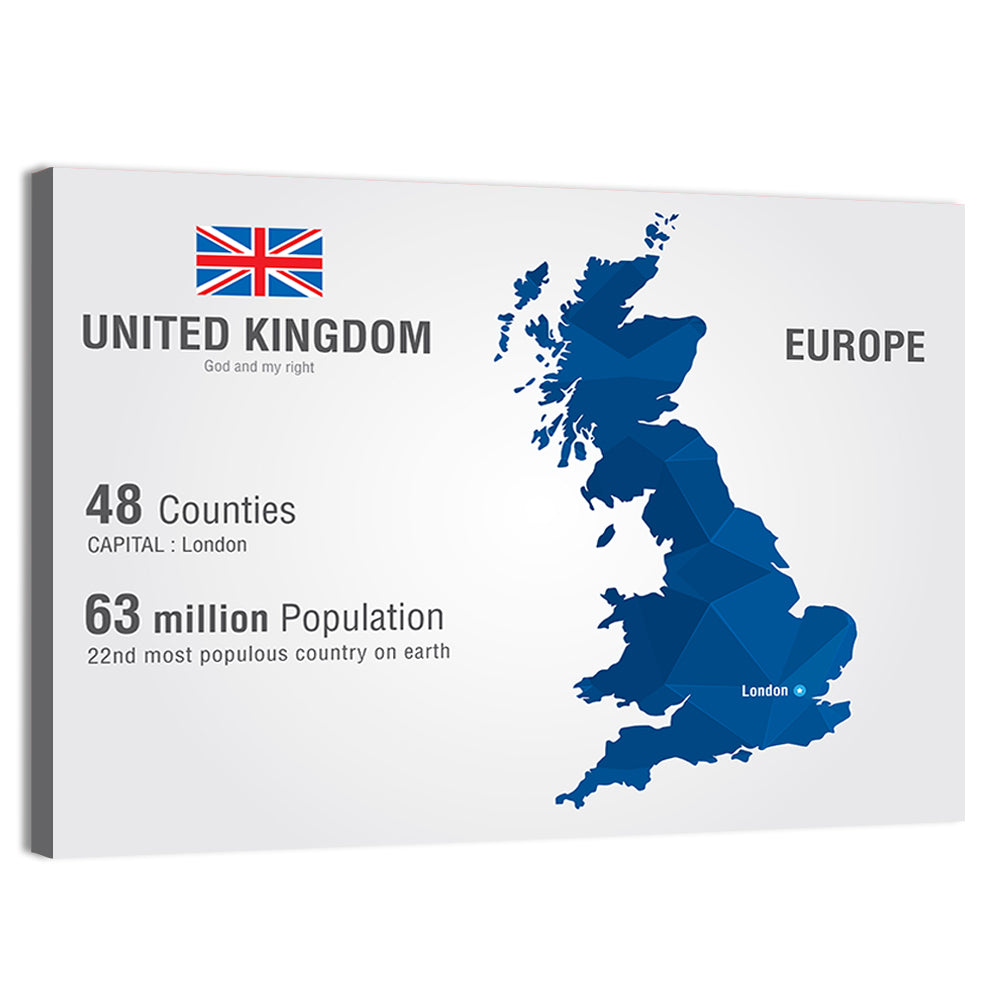Polygonal United Kingdom Map Wall Art, canvas print, landscape