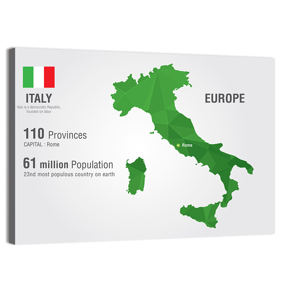 Geometric Italy Map Infographic Wall Art