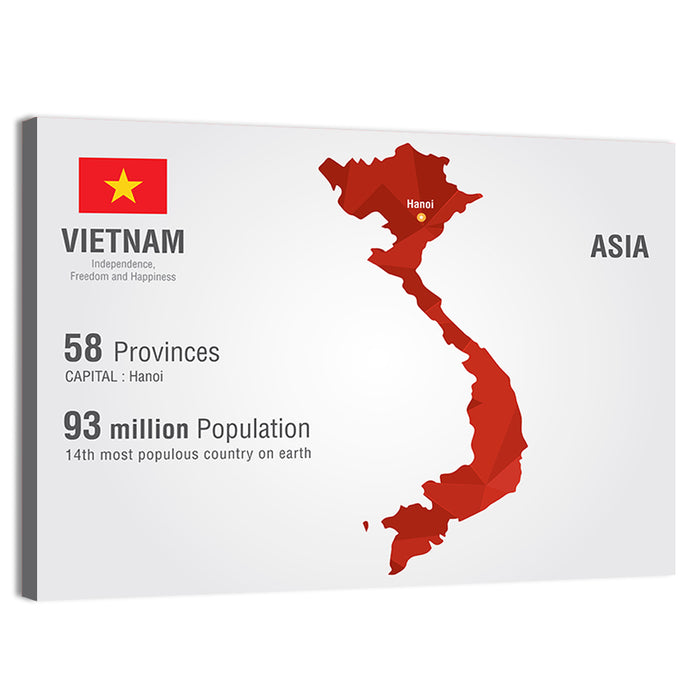Geometric Vietnam Map Wall Art as a canvas print