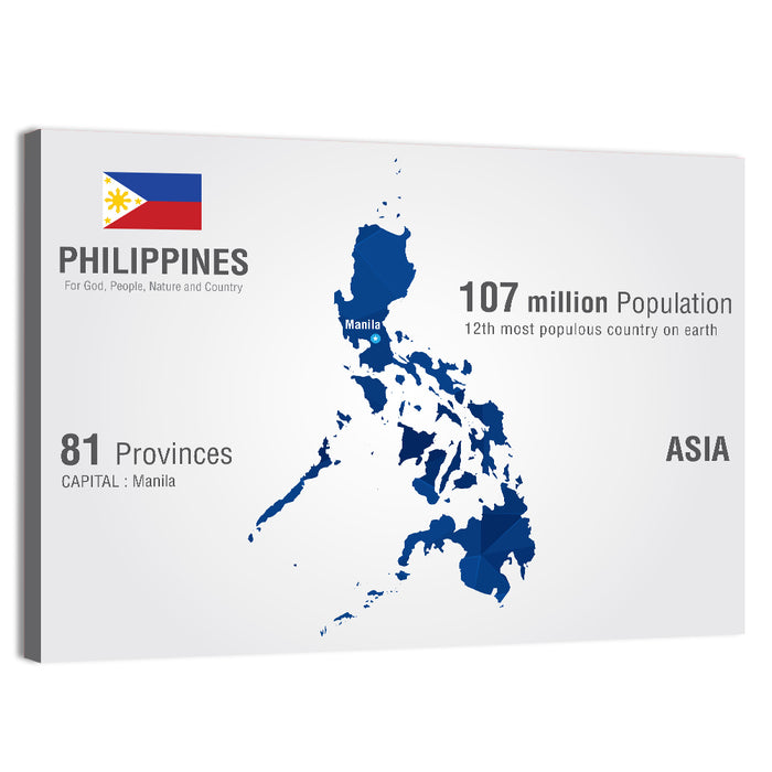 Philippines Map Infographic Wall Art as a canvas print