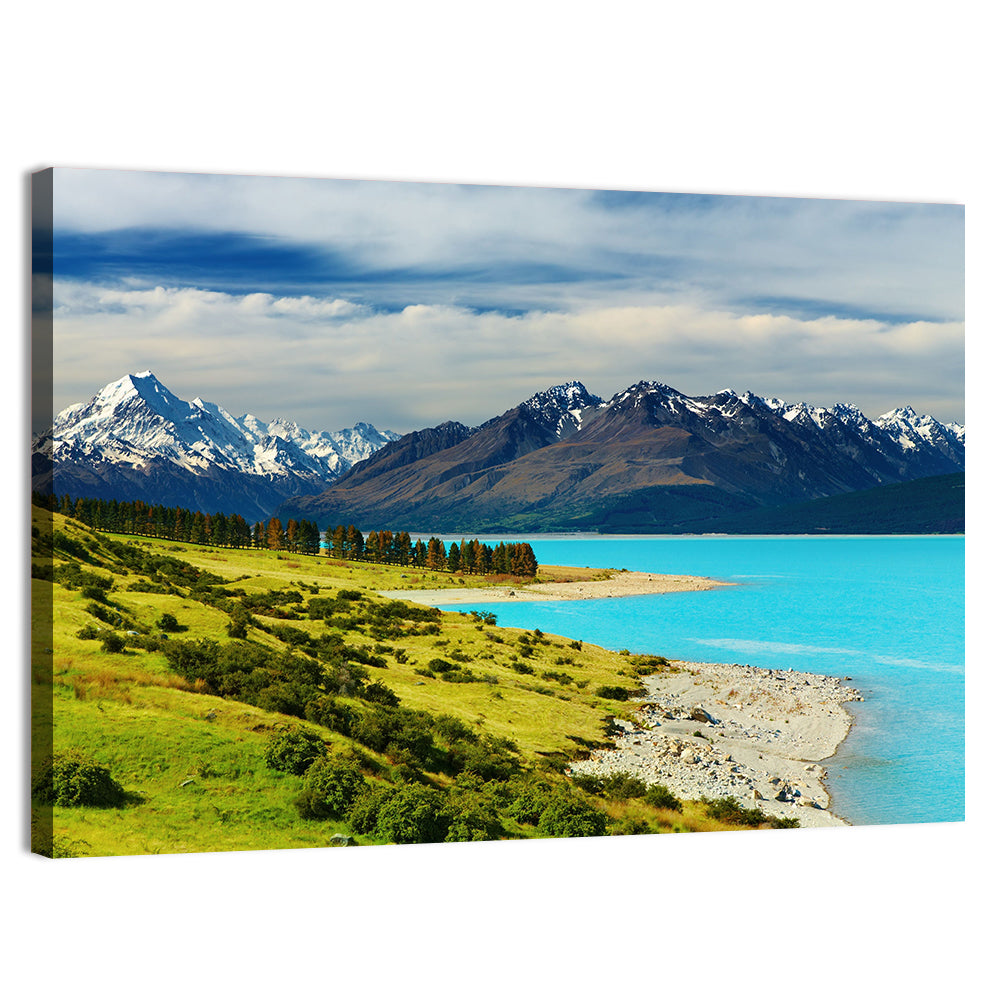 Mount Cook Over Lake Pukaki Wall Art, canvas print, landscape