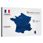 Geometric France Map with Flag Wall Art