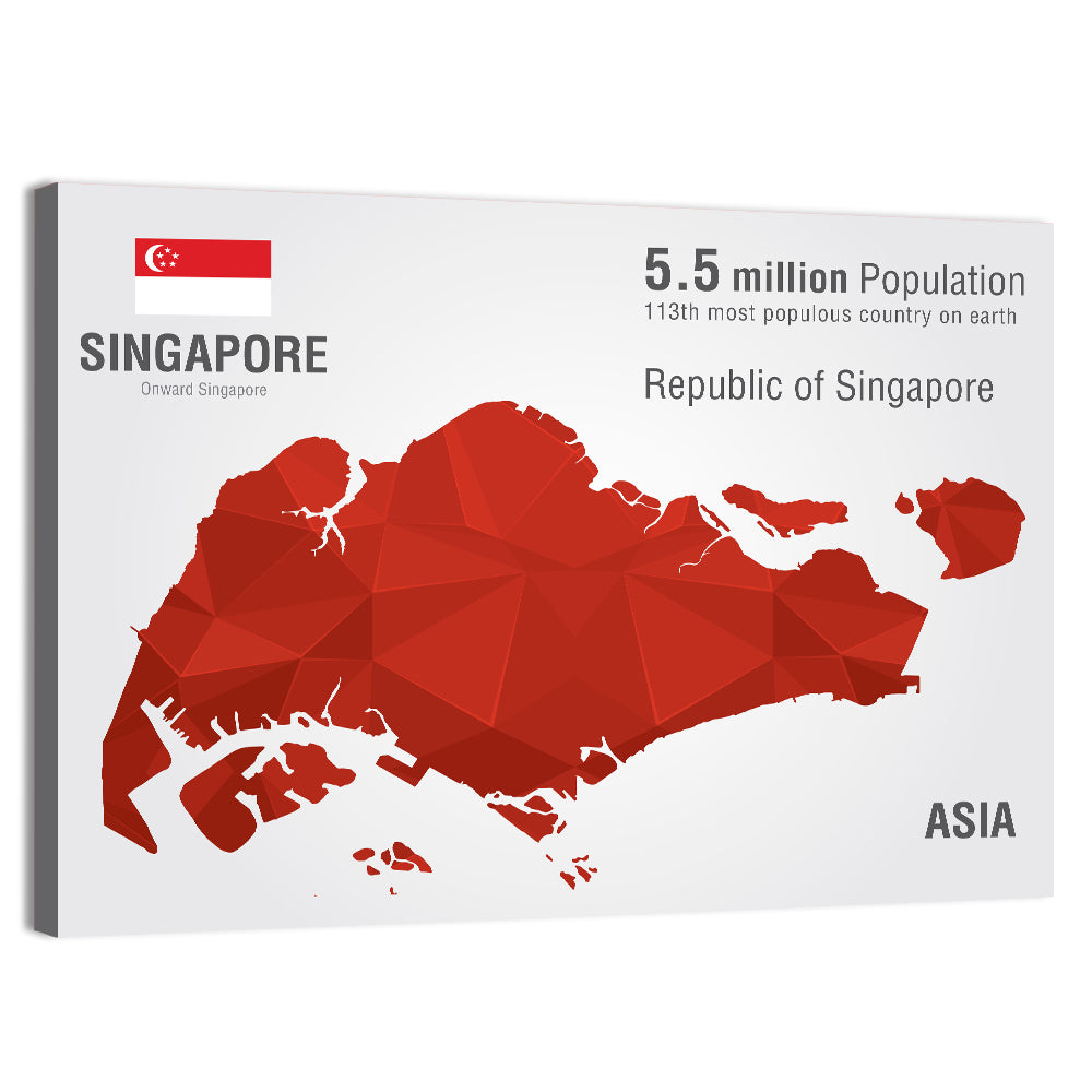 Singapore Low-poly Map Wall Art