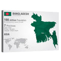 Bangladesh Map with Dhaka Marker Wall Art