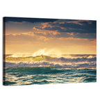 Golden Hour Breaking Waves Wall Art
