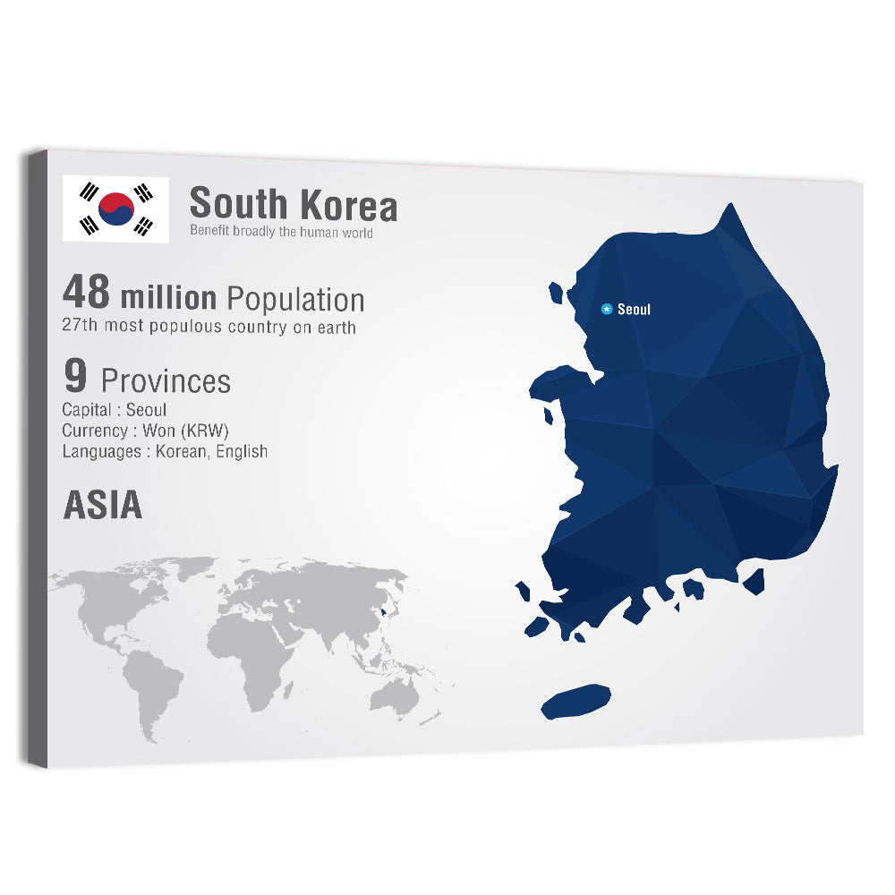 South Korea Infographic Map Wall Art
